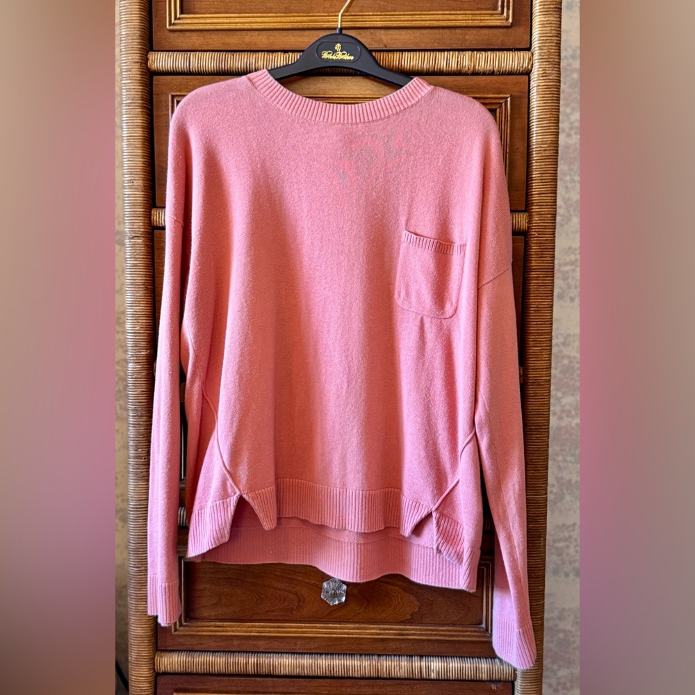 Garnet Hill Women’s Pima Cotton Easy Sweater Tee - Coral Size Medium